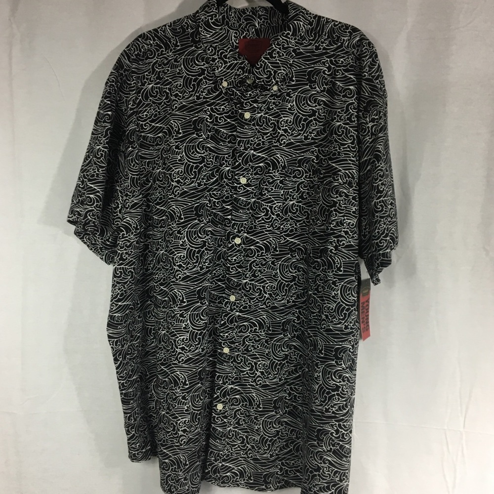 NWT 3XL Foundry black white retro modern shirt sleeve button front shirt 98% cot